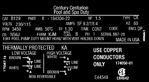 2 1 CE7-28 Find your pump brand, listed in alphabetical order at the right. Read across from the pump name and find the group of Century catalog motors that will mechanically fit.