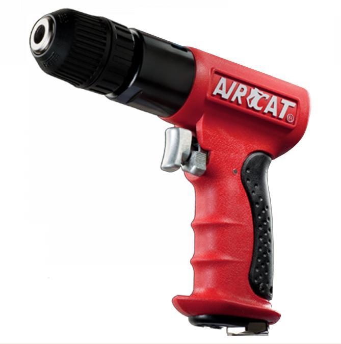3/8 COMPOSITE AIR DRILL The Aircat reversible drill features a sleek and rugged composite body as well as a feather trigger and a Jacobs chuck.