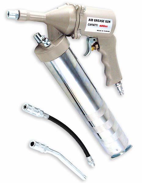 AIR GREASE GUN These air grease guns are industrial quality, one handed, pistol grip type. They are lightweight and easy to use.