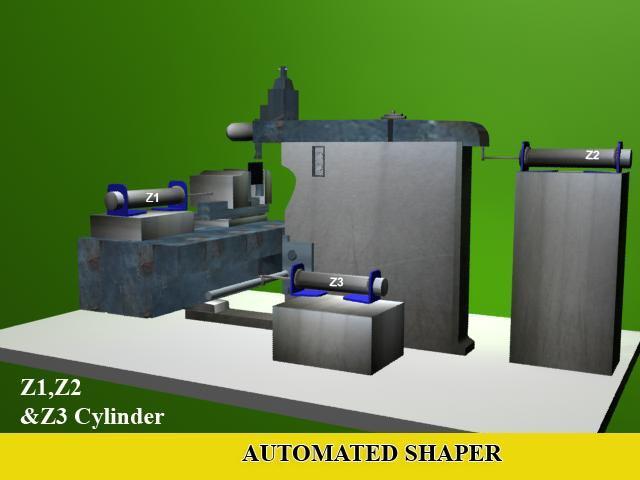 TASK: Conversion of conventional shaper into a automated machine: The component to be machined is placed on the table and when the push button switch is operated, the first cylinder will clamp the