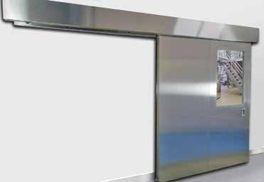 Recessed stainless steel pull handles are flush on both sides of the door. Manual or power operation is available.