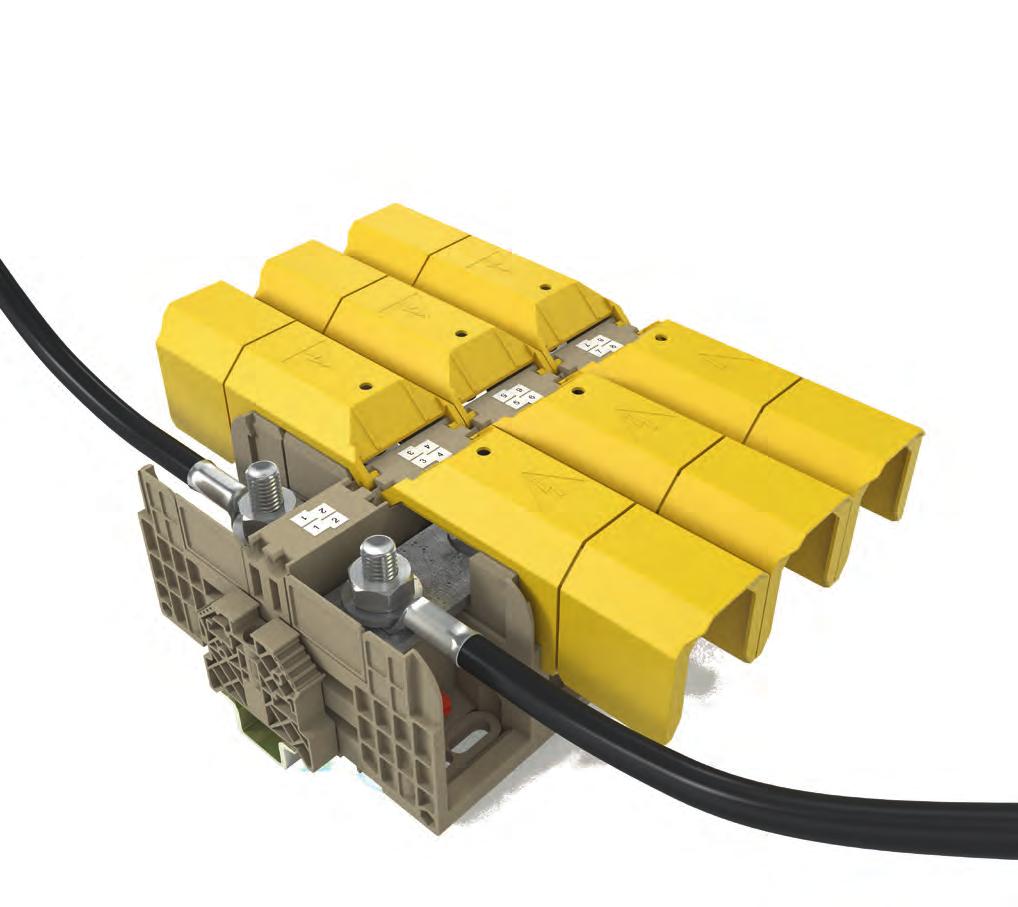Stud connection system HSKG Features a Base terminal HSKG CONTA-CLIP stud terminals can be arranged as required on standard TS 35 DIN rails in accordance with EN 6075. Direct mounting is possible.