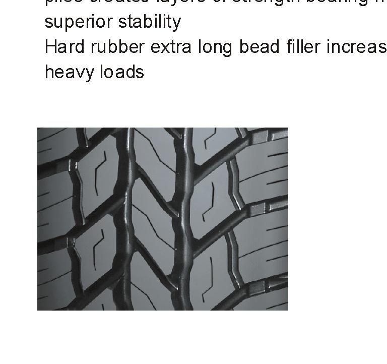 quickly and efficiently SL325 Double-ply casing construction designed for heavy loads at highway speed with outstanding durability Double steel belts plies and double
