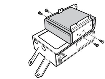 32B D3903543 33A Install the bracket with the DVD reader behind the wheel arch. Use four screws (1) from the kit. See the illustration. Tighten the screws. Tighten to 10 Nm (7.4 lbf. ft).