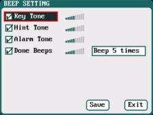 Beep Tone Setup Select SYSTEM MENU Charger Setup Beep Tone to enter the setup interface.
