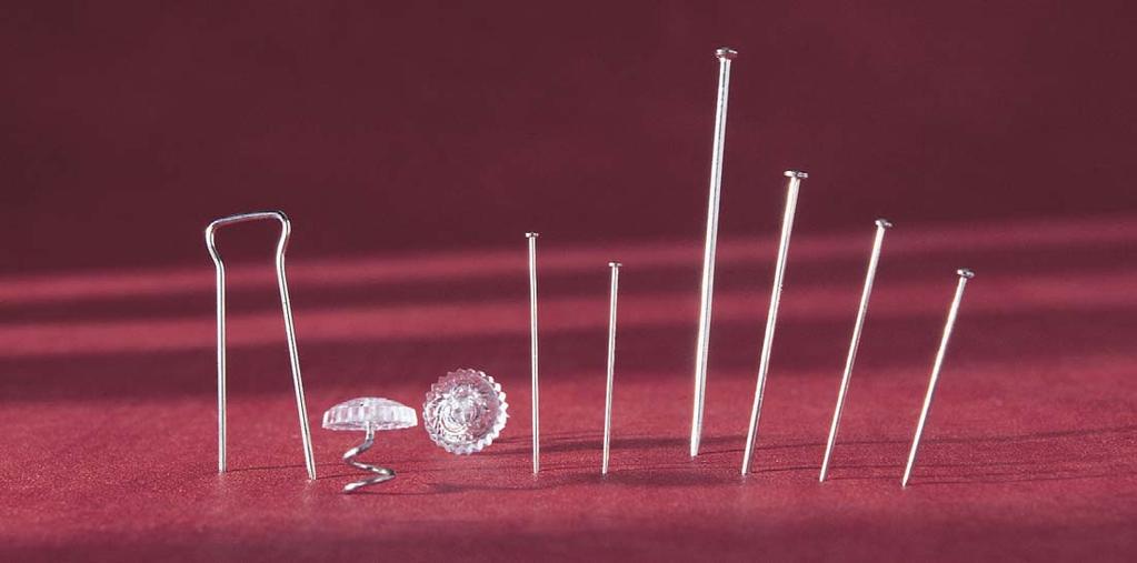 Pins & Tacks UPHOLSTERY PINS and TACKS 1533 1534 1815 1097 1533 2 PRONG ANTIMACASSAR PINS Stock Unit BOX 200 2 prong Nickel plated steel Length 30mm Ideal for securing loose covers, arm caps etc.