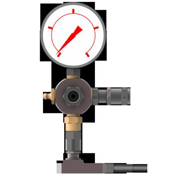pressure gauge and to fill the system through a grease nipple with a hand or pneumatic pump.