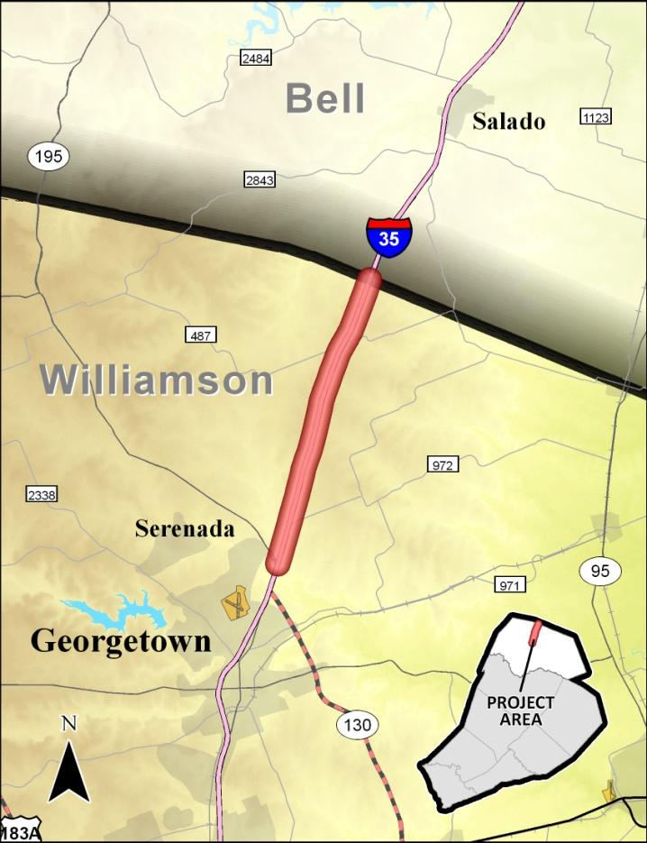 I 35 ROADWAY Proposed Project I 35 Improvements from SH 195 to Williamson/Bell County Line The existing I 35 facility from State Highway 195 (SH 195) north of Georgetown to the Williamson/Bell County