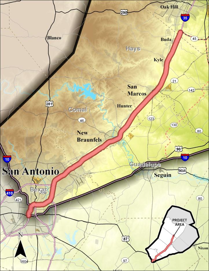 I 35 ROADWAY Proposed Project I 35 HOV/Toll Lane from SH 45 SE to I 10 The existing I 35 facility from State Highway 45 Southeast (SH 45 SE) northeast of Buda to Interstate 10 (I 10) in San Antonio