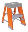 These ladders are equipped with slip resistant footing, heavy steel hinges, and inside spreader braces.