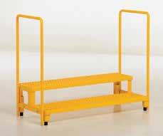 Welded steel construction with a baked-in powder-coated toughness. VERTICAL STEPS (W x L) SIZE WITHOUT CASTERS PERFORATED GRIP STRUT 2 16 13 /16" x 14" 20" 19 5 /16" x 32 1 /16" x 20" 350 lb.