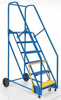 Units feature a 58 climb angle and EZ models feature a 50 climb angle. The handrail height is 30". Each step is 24" wide by 7" deep. Choose either grip strut style or perforated style steps.
