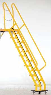 The mezzanine ladder allows for quick installation with mounting bracket provided for bolt-on installation or welded installation. Steps are 24¼" wide.