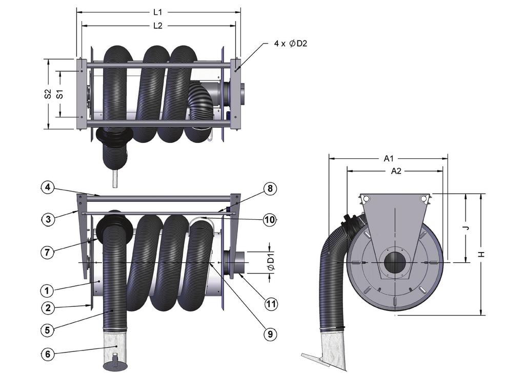Hose reel model numbering system To select hose reel model, use numbering system as follows : HR = Hose Reel (standard spring return) HRM = Hose Reel Motorized (with pendant or wall mounted switch)