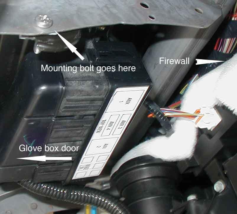 The mounting bracket bolt on the right side of the bracket is horizontal, and goes through a hole in the dashboard