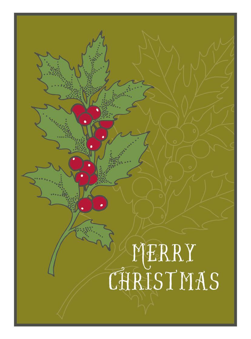 Greeting Cards CLASSIC GREETINGS PRICE CODE M CGR0006 Holly Christmas 5.75x7.