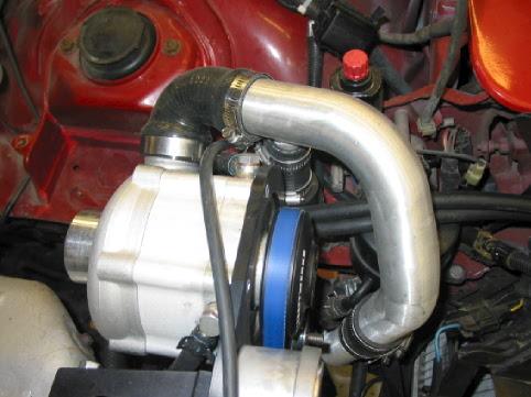 Tube # 6 Step 5: Install custom-molded hose onto supercharger inlet using supplied clamps (3/8 adapter facing