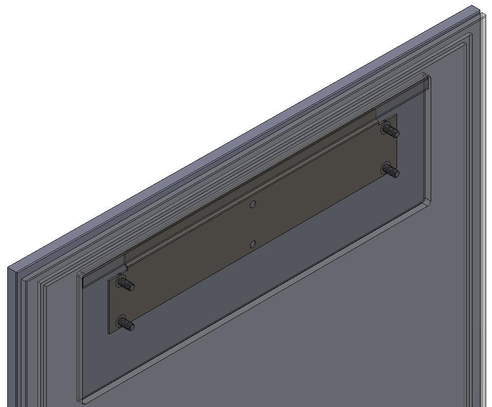 2. Use the predrilled holes to fasten the mounting brackets to the wall studs at the marked heights. Align the center holes on the brackets with the center-line drawn in Step 1.