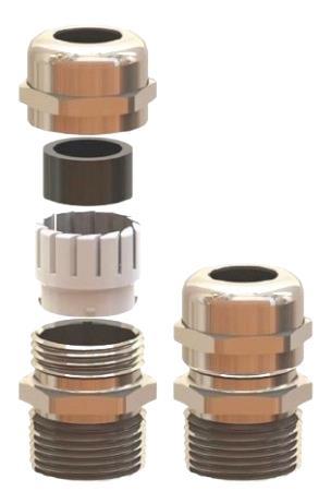 Metal Glands with Standard Length Thread Metric & Pg Operating Temperature: -20 to 100 C (permanent), -40 to 300 C (intermittent, silicone seal) Ingress Protection: IP68 @ 5 bar Material: Body and