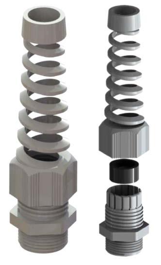 Flex-Protect Spiral Plastic Glands NPT, Metric & Pg Flex-protect cable glands (also known as spiral glands) offer added protection to the cable at its point of entry.