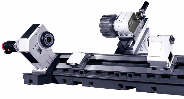 Horizontal Turning Center 6 The largest cutting diameter and cutting length in its class (ø825/3,500mm) The spindle, the tailstock and the steady rest system is designed and built to support heavy,