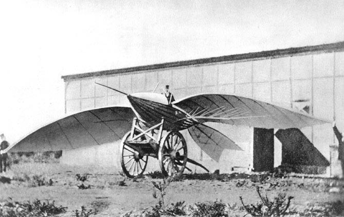 First airplane able to lift itself under its own power, was made by the French Victor Tatin in 1874 (fig. 5).