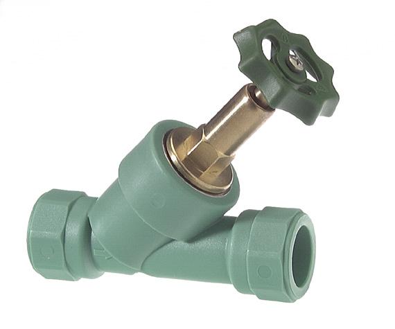 ANGLE SEAT VALVE Body: PP-RCT Seat: Lead free brass Seal: EPDM End Connection: Socket Size Dimensions SDR 7 mm inch t L Part Number 20 1/2 0.57 4.53 825164005 25 3/4 0.63 4.53 825164007 32 1 0.71 4.