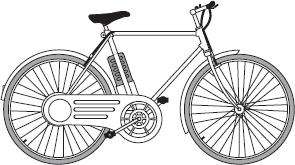 Q17. The picture shows an electric bicycle. The bicycle is usually powered using a combination of the rider pedalling and an electric motor. (a) A 36 volt battery powers the electric motor.