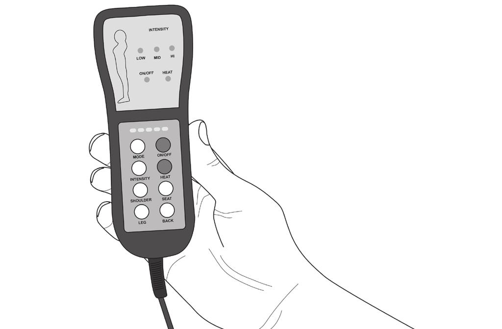 2. REMOTE CONTROL HEAT & MASSAGE HANDSET Chair Position Controller Button Functions as per Dual Motor Handset above.