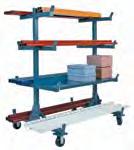 Adjust-A-Tray Trucks A portable material handling system for all work areas Base frame made of 1 1/2" x 1 1/2" x 3/16" angle Slotted uprights made of 11 ga.