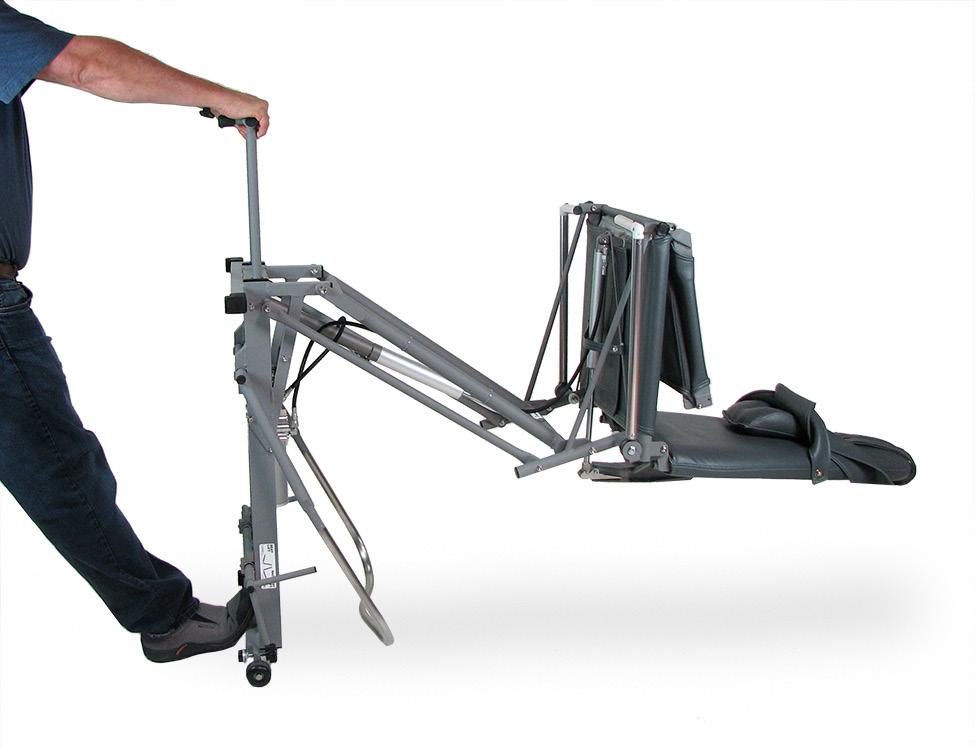 LENING ND MINTENNE (ont.) 3b. Using the stabilizer (Fig. 5 ) as a handle, tilt the chair up on its wheels until the lift lever (Fig.