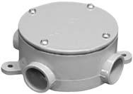 Conduit Bodies and Junction Boxes Round Junction Box 5133690 1/2 & 3/4 15 56793 2 12.97 Junction Boxes *5133705 4x4x2 10 51790 6 8.14 *5133709 4x4x4 10 51794 4 10.