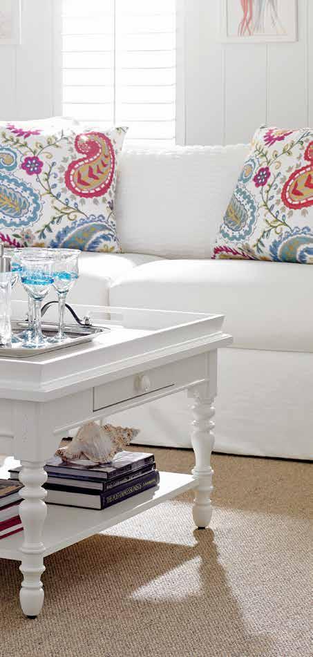 p i e c e s a Media Console in Saltbox White 411-25-30 b Sand Box Cocktail Table in Saltbox