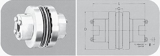 Type SC Spacer Couplings BTS Selection Conventional Spacer Design D L G TO REMOVE CENTER R For other distances between shaft ends not shown here, please see page F1-16 or use the Coupling Selection