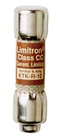Counter-part of the KTN-R/KTS-R Limitron fuses, but only one-third the size; thus, particularly suited for critically restricted space. A singleelement fuse; extremely fast-acting.