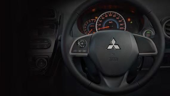 DRIVE SAFE DUAL AIRBAGS The Mirage is equipped with dual airbags for the driver and front passenger, helping to keep you safe on the road so you can have more fun driving.