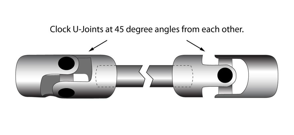 Note: It is imperative when setting up and installing the steering shaft that the shaft does not protrude beyond the end of the u-joint housing.