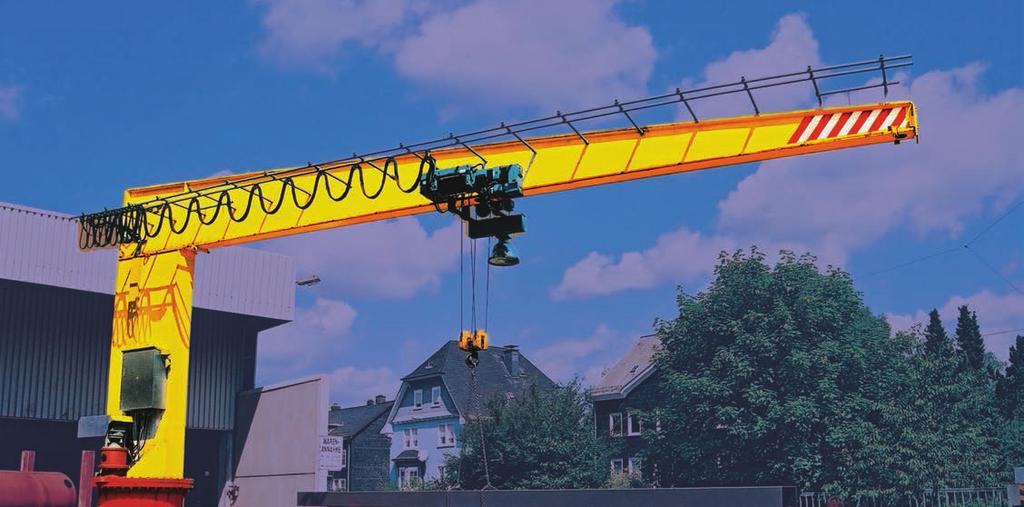 BOSS Built for the Toughest Applications Maximum Rotation 360 Up to 40,000 lbs Up to 65 ft Custom Designs Available The free standing Boss jib crane is designed for those