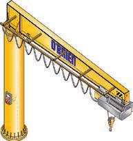 The Boss jib crane is commonly used in outdoor marinas, stockyards, power plants, foundries and smelting plants.