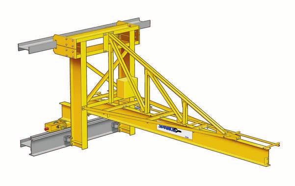 JIB CRANES WALL-TRAVELING COVER THE ENTIRE LENGTH OF YOUR BUILDING Spanco Wall-Traveling Jib Cranes provide long lateral movement of materials without taking up any floor space or interfering with