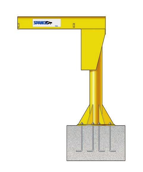 SPANCO FREESTANDING JIB CRANES Freestanding Jib Cranes Boom Rotation Capacities Spans Height Under Boom Powered Rotation 100 Series Base Plate Mounted 101 Series Foundation Mounted 102