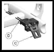 Tighten screws. d. To activate wheel locks simultaneously, press down on the foot pedal (C) until the brake shoe en