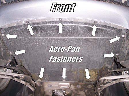 2) Once the vehicle is raised, use a Phillips screwdriver and remove the aero-pan fasteners.