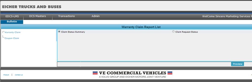 Go to Transactions Warranty Reports Welcome xyz motors