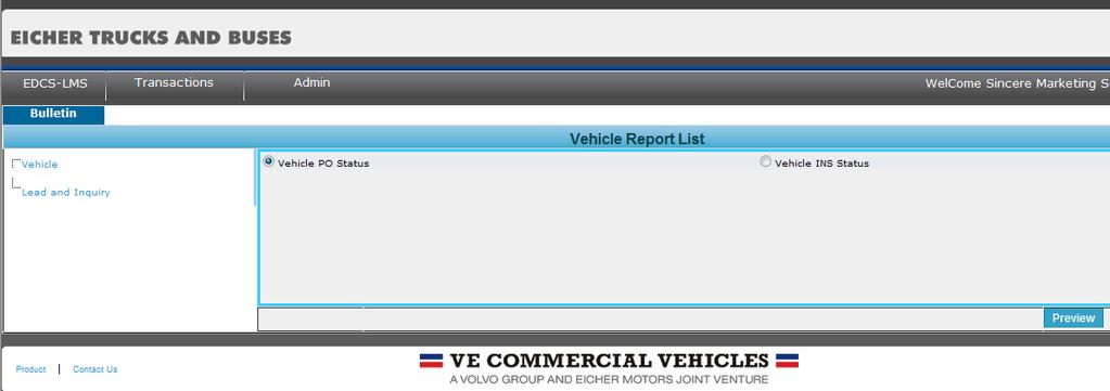 Login with Sales ID and Go to Transactions Vehicles Reports