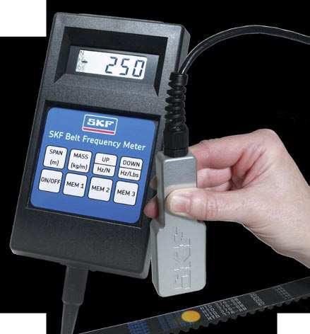 Appendix V Tensioning with the SKF pen tester This gauge is available to determine the deflection force [kg] required to set and maintain V-belt tension.