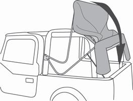 When operating the vehicle without the Quarter Windows, the Rear Window should be rolled up and secured with the elastic garters for proper ventilation.