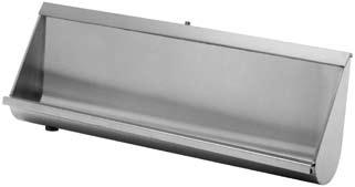 Concealed top fixing with screw fixing at base V301 wall mounted trough urinal with triangular splashguards and concealed sparge pipe. 600 3000mm (special sizes to order).