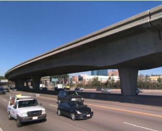 aerial viaduct (2 in each direction); existing HOV lanes for dedicated busway