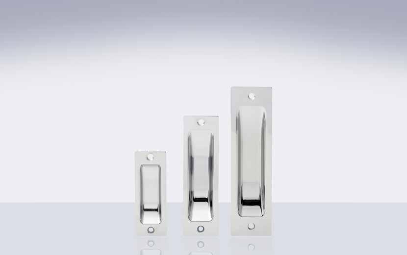 Flush Pulls Features and Specifications Zinc alloy cast flush pulls Available in a range of three sizes and three finishes Display packed, complete with fixing screws